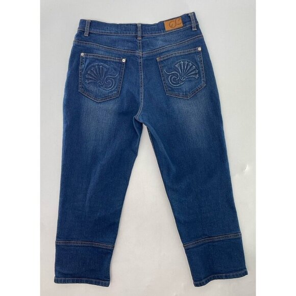 Escada Sport Women’s Denim Cropped Button Accent Jeans Size 38 Made In Italy - Picture 2 of 10